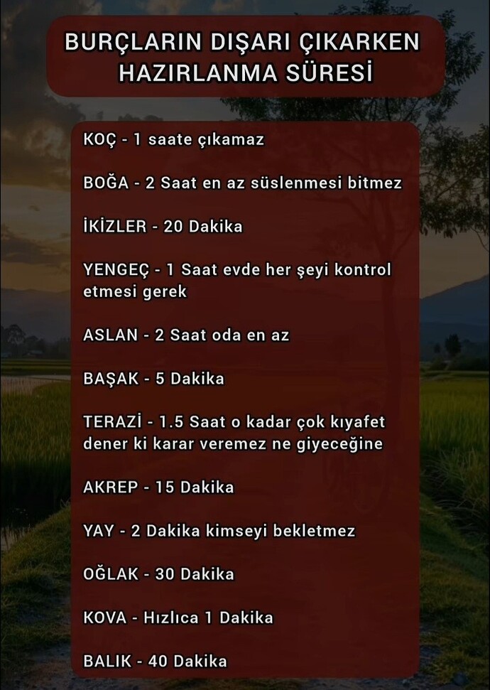 Dışarı hazırlanma süreniz kaç dakika sizde?