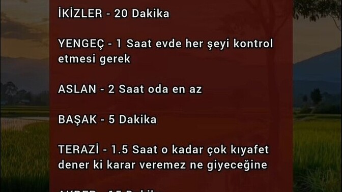 Dışarı hazırlanma süreniz kaç dakika sizde?