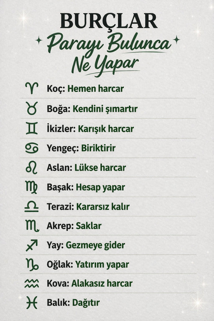 Burcunuza göre parayı bulunca ne yaparsınız?