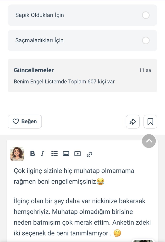 İnsanları sebepsiz yere engelleyip sonra da şu kadar kişi engelli bende diyenler hakkında ne düşünüyorsunuz?