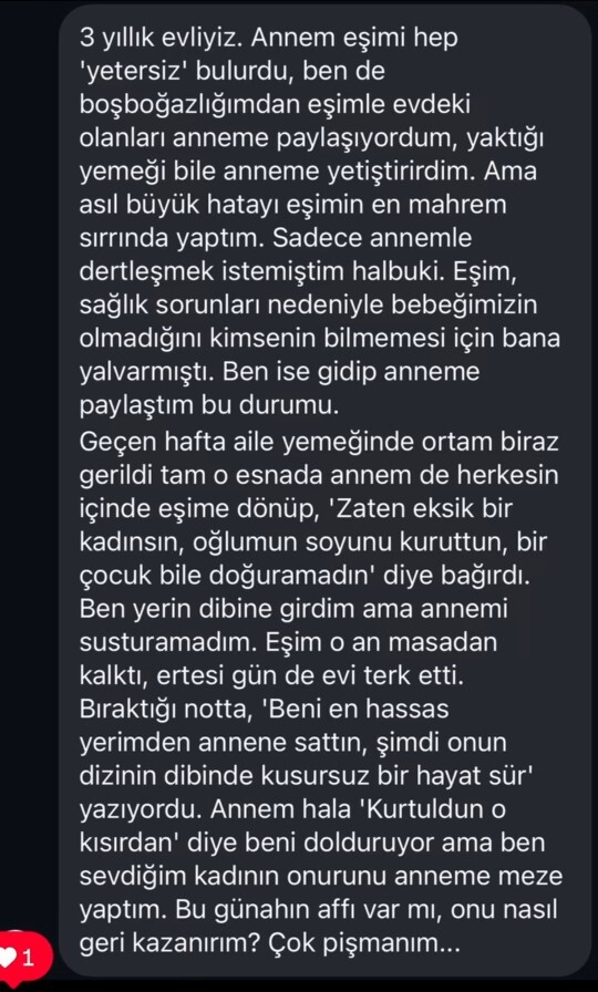 Erkekler boyle seyleri annesine babasina anlatiyor mu?