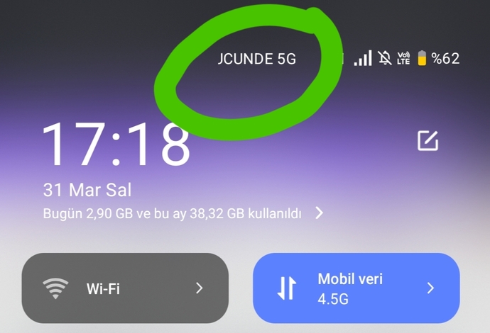 Telefon desteklemiyor mu demek bu 5G yi?