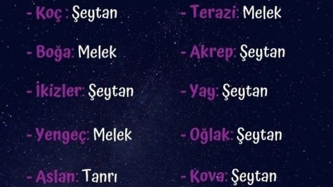Burcuna göre melek misin , şeytan mısın?