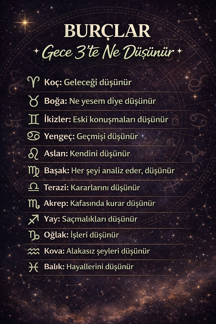Burcunuza göre gece 3‘te ne düşünürsünüz?