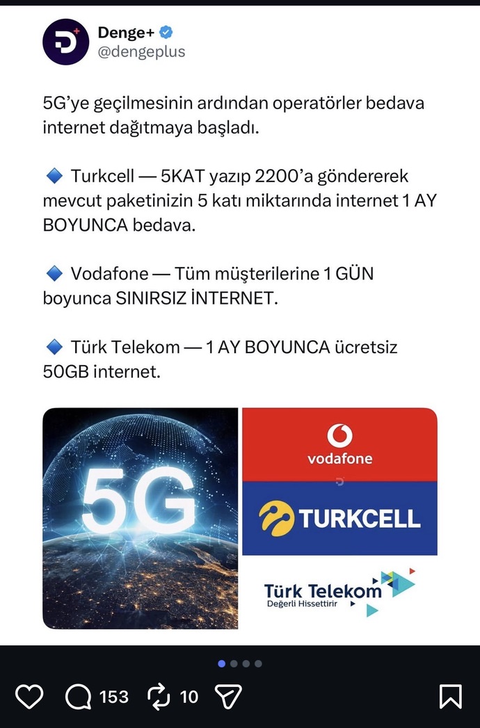 Aldınız mı bedava internetleri 5g den sonra bedava internet yaptılar?