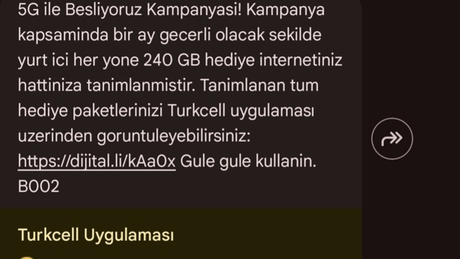 5 G hediyenizi almayı unutmayın arkadaşlar 240 GB Hediye Geldi. 30 Günlük Siz De Yaptınız Mı?
