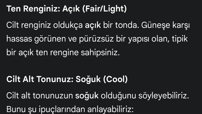 Ten renginiz ve cilt alt tonunuz nedir?