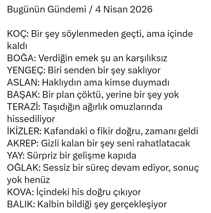 Burcunuza göre bugünkü gündeminiz nedir?