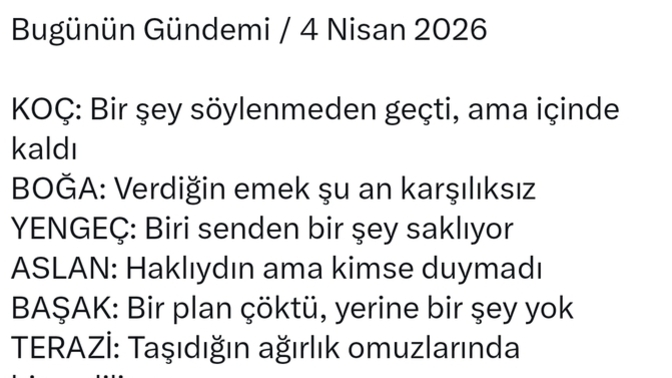 Burcunuza göre bugünkü gündeminiz nedir?