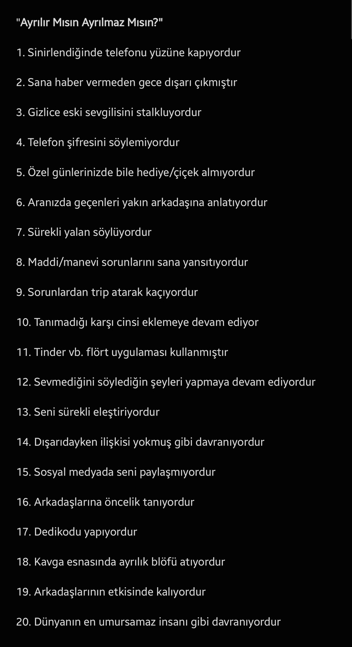 Sevgilinden ayrılır mısın, ayrılmaz mısın testi?