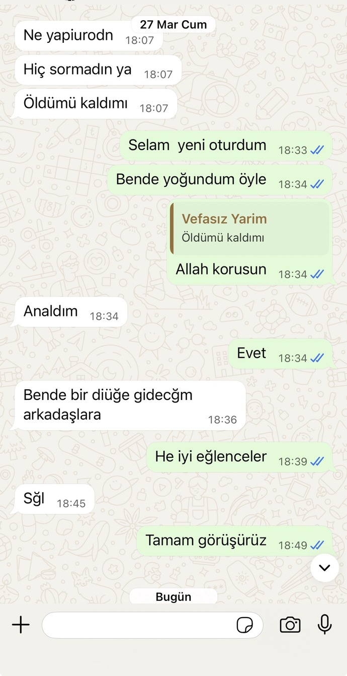 Bu iki gün ben yazmayınca onun yazdığı