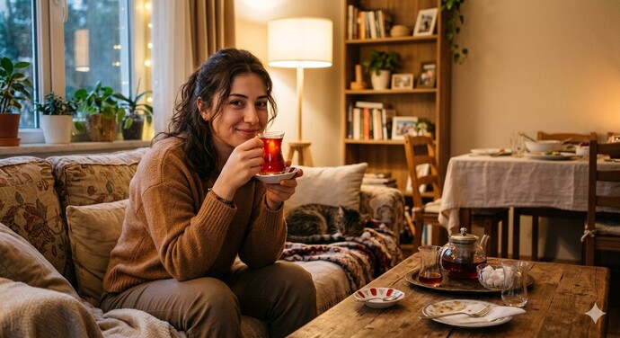 Yemekten sonra kendime çay koydum, sende ister misin?