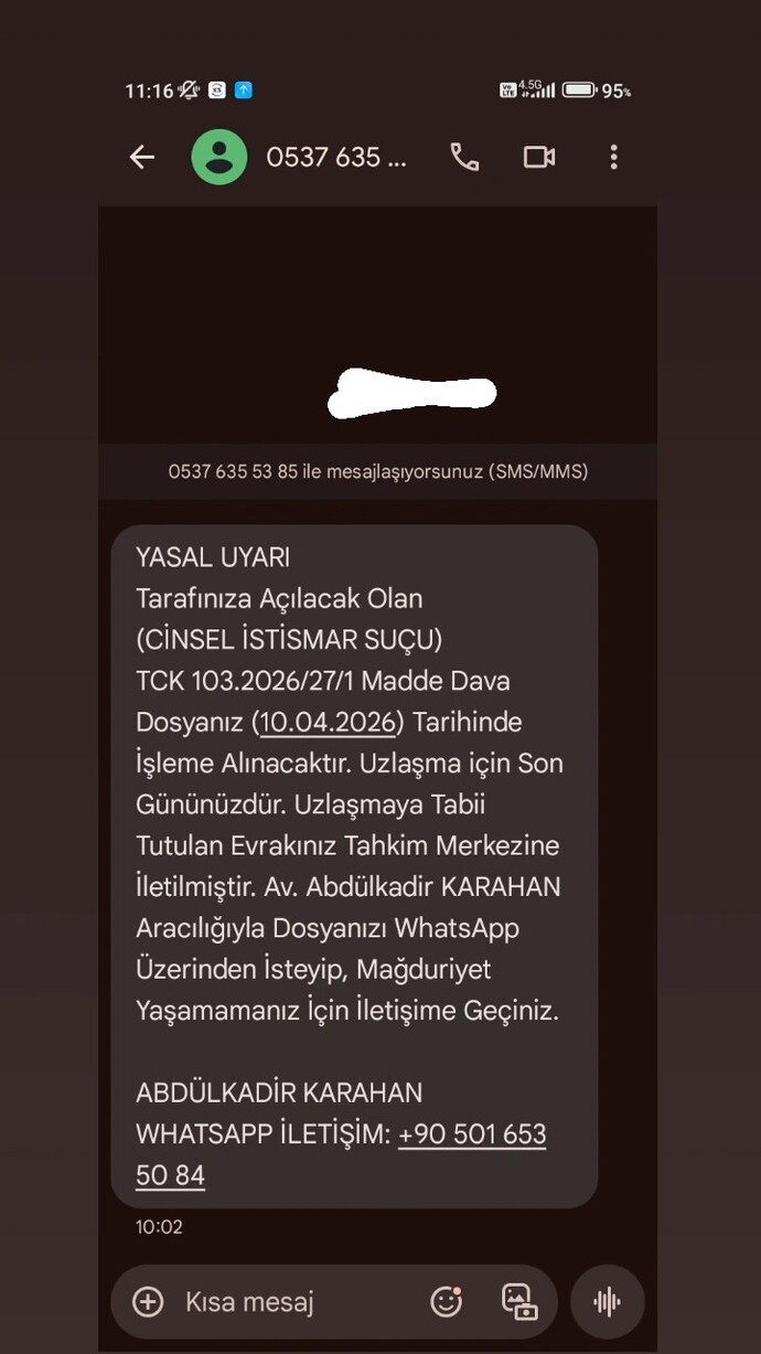 Size böyle bir mesaj geldi mi?