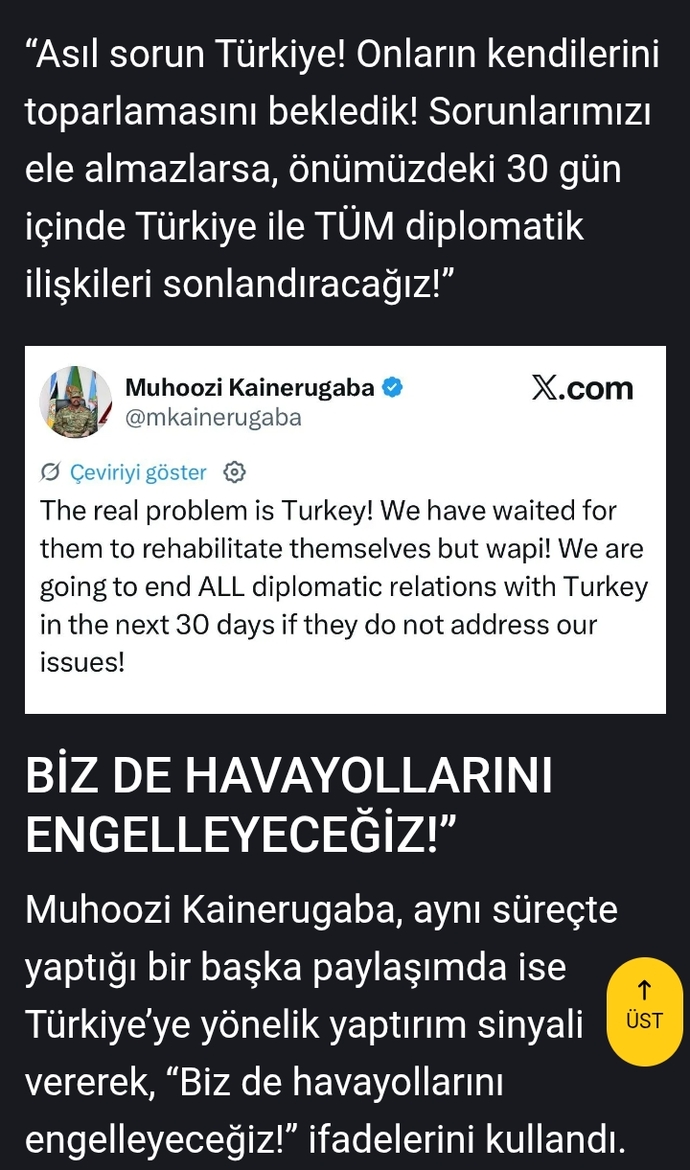Uganda Türkiyeyi tehdit etti, olası bir Uganda Türkiye savaşında kim kazanır?