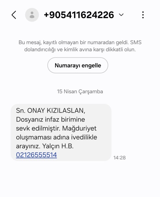 Boyle bir mesaj size de geldi mi?