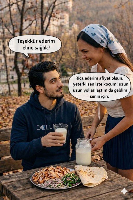 Bugün bişey içemedim, son içtiğin şeyin yarısını elimdeki bardağa koysaydın, dönerin yanında ne içmiş olurdum?