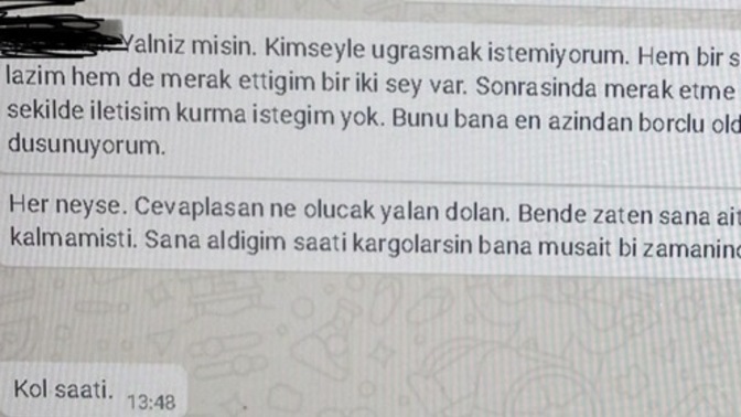 Erkek arkadaşımın eski sevgilisine saati geri yollarken pakete ne yazsam, nasıl ince laf soksam?