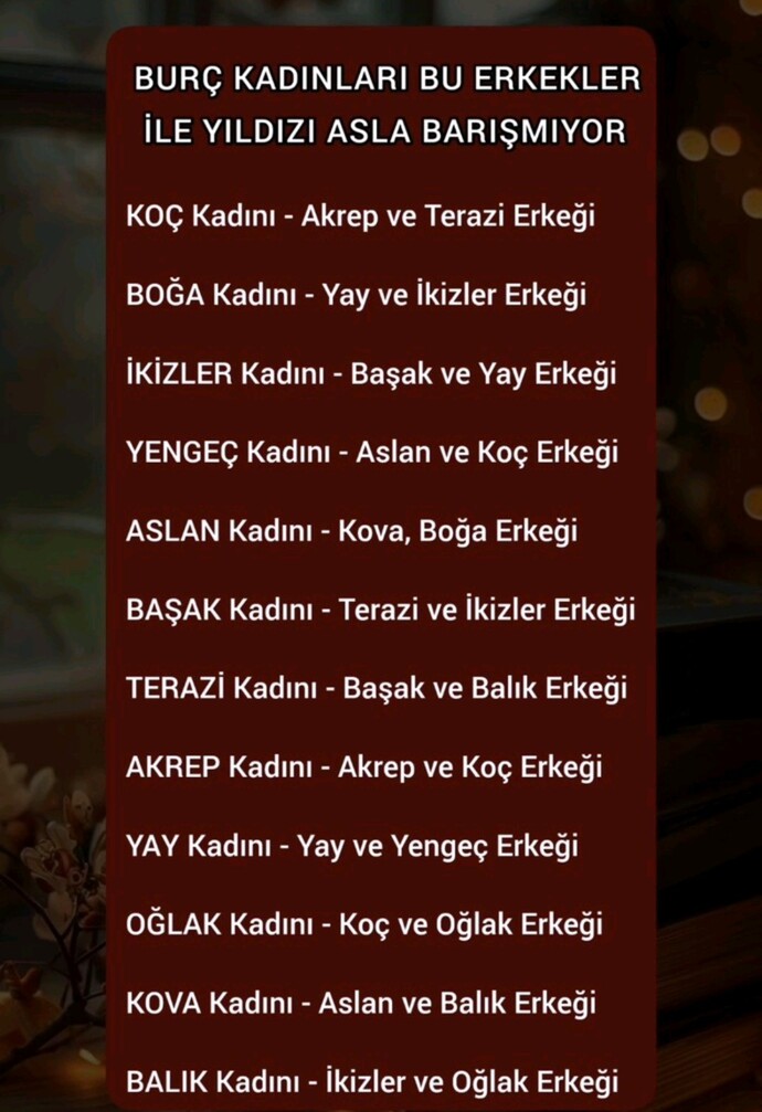 Kadınlar buraya Erkolar uzak dursun. En anlaşamadiginiz burç hangisi?