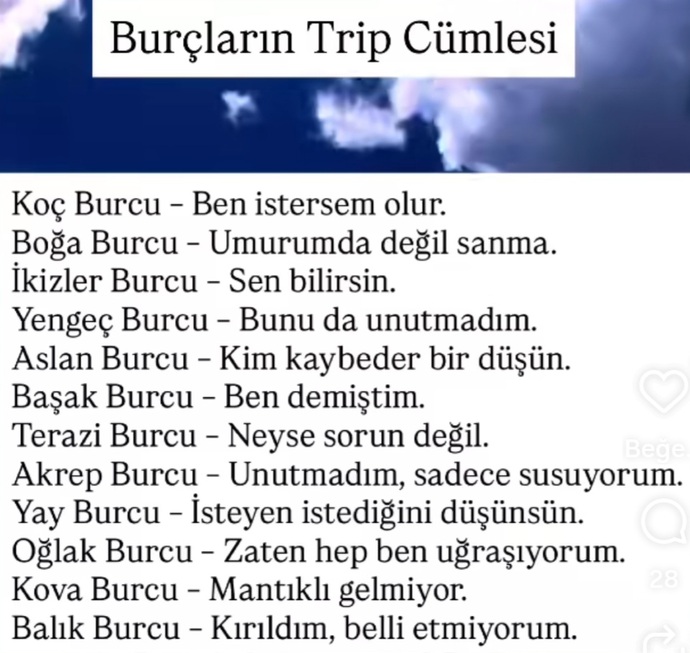 Burçların trip cümlesi nedir 🙄?