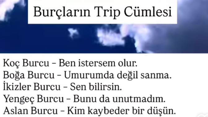 Burçların trip cümlesi nedir 🙄?