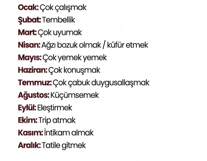 Doğum ayına göre hangi alışkanlığı sahipsin?