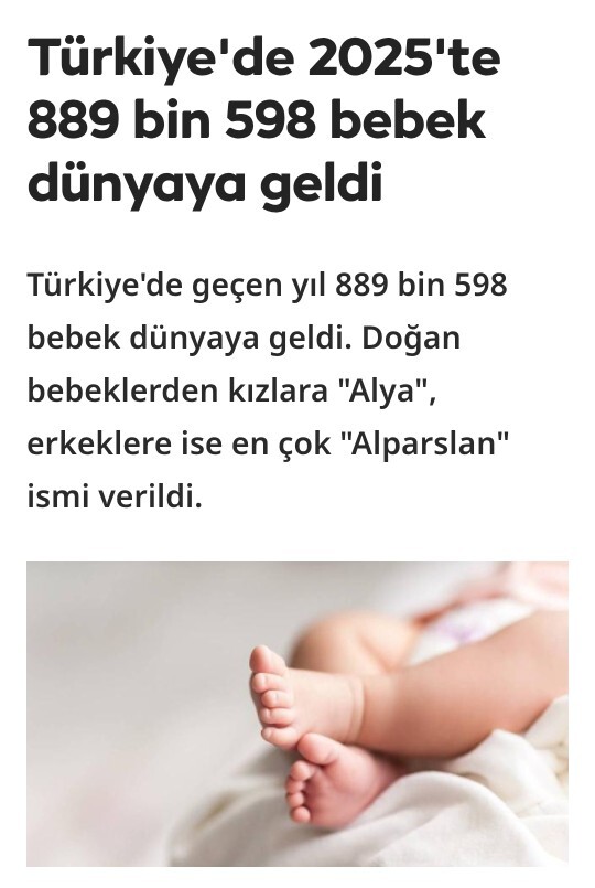 Türkiyede geçen yıl kız bebeklere en çok “Alya”, erkek bebeklere ise “Alparslan” ismi verildi. Peki sizin favori isminiz ne?