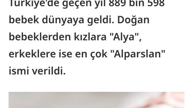 Türkiye'de geçen yıl kız bebeklere en çok “Alya”, erkek bebeklere ise “Alparslan” ismi verildi. Peki sizin favori isminiz ne?