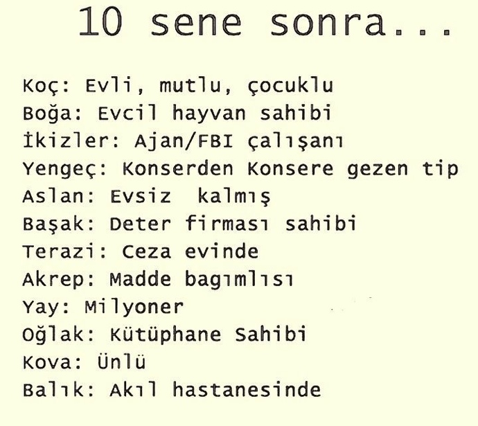 Burcuna göre 10 sene sonra ne yapacaksın?