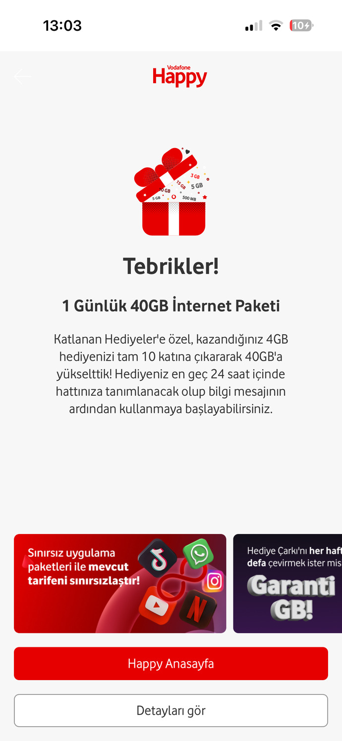 Hediye çarkından en fazla ne kadar gb hediye geldi?