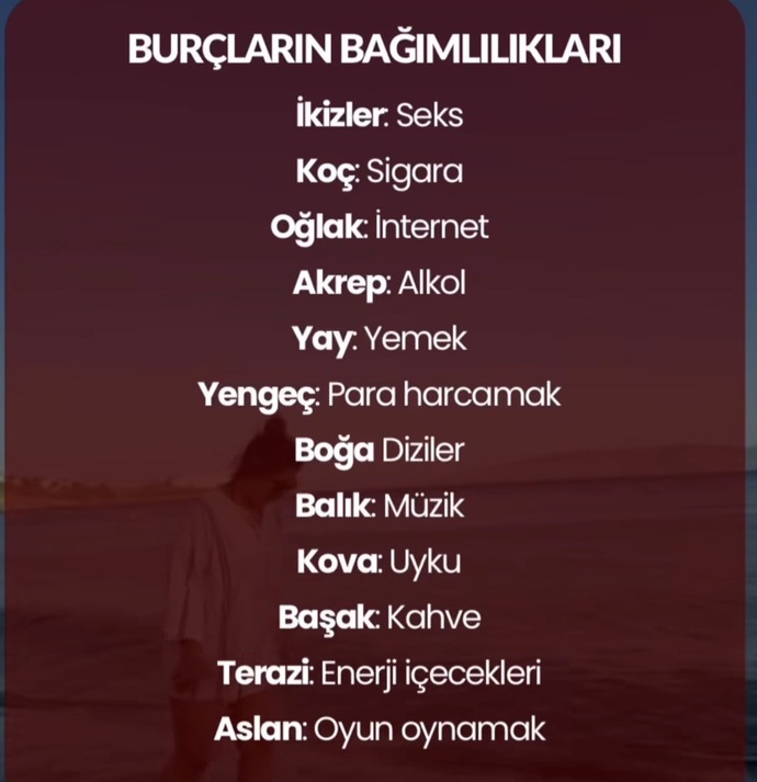 Burçların Bağımlılıkları Hangi burçsunuz Sizin bağımlılık nedir?