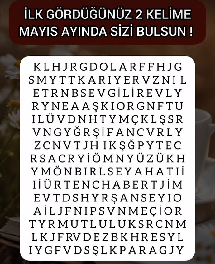 Gördüğün 2 kelime mayısta senin olsun mu?