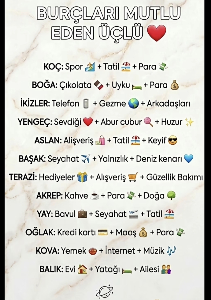 Seni mutlu eden üçlü neymiş?