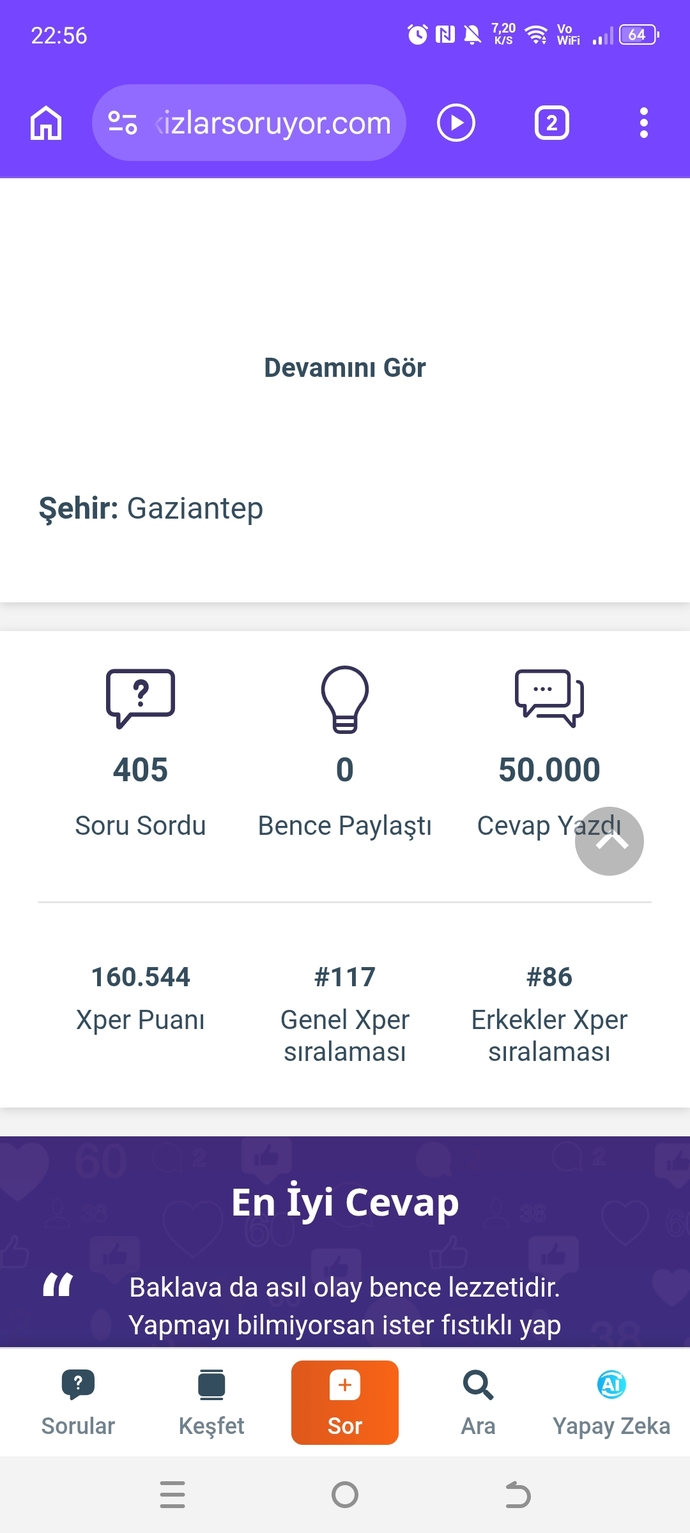 50.000 cevap yazdım alırım bi hayırlı olsun?