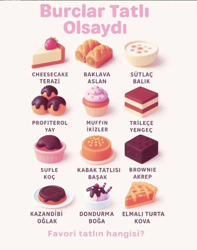 Burçlar tatlı olsaydı sen hangi tatlı olurdun 😋?