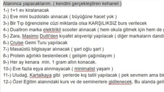 Atanınca yapacaklarımı listeledim, nasıl görünüyor 😁?