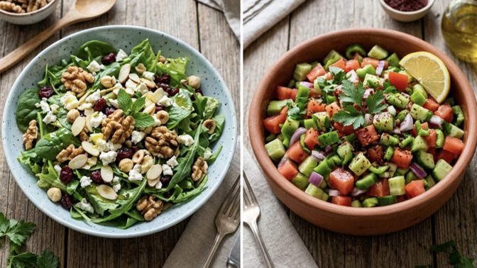 Kuruyemişli yeşil salata mı çoban salata mı?