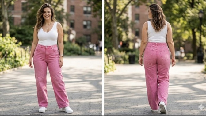 Pembe kot pantolon giyer misin?