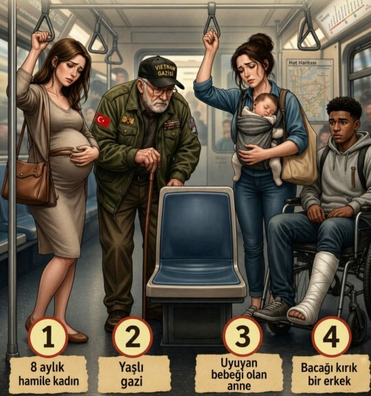 Toplu taşımada siz olsanız kime yer verirdiniz, sizce kim oturmalı?