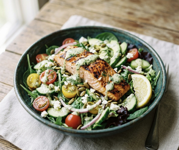 Tavuklu sezar salata mı somon balıklı salata mı?