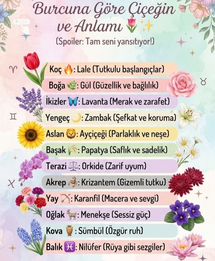 Burcuna göre hangi çiçeksin 🌺 ve anlamı neymiş?