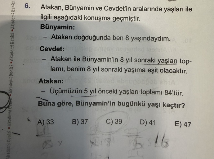 Yaş problemine bakabilir misiniz?