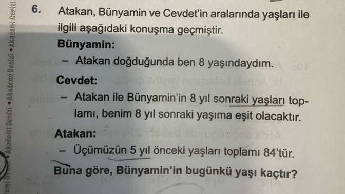 Yaş problemine bakabilir misiniz?