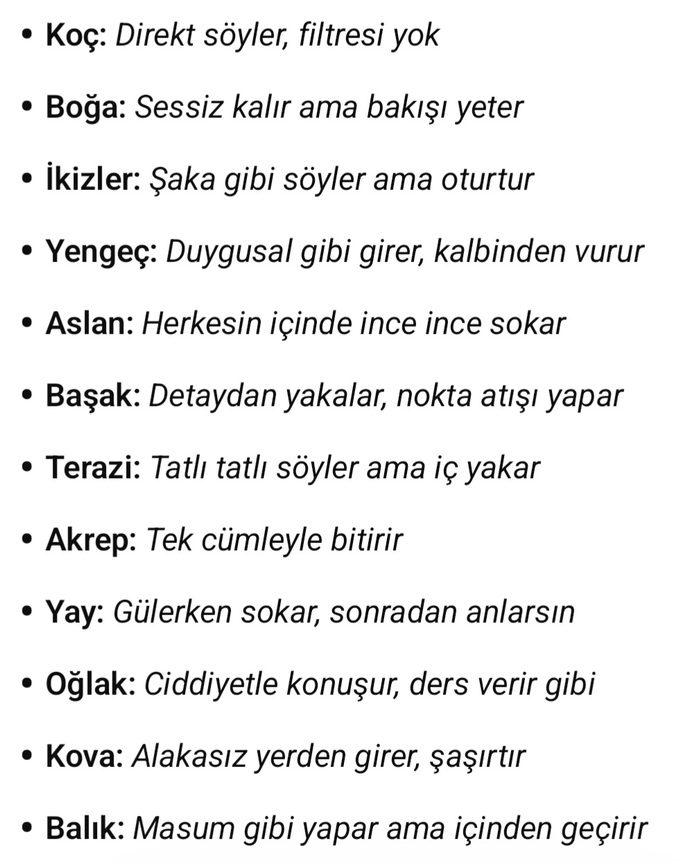 Burçlar nasıl laf sokarmiş 😀?