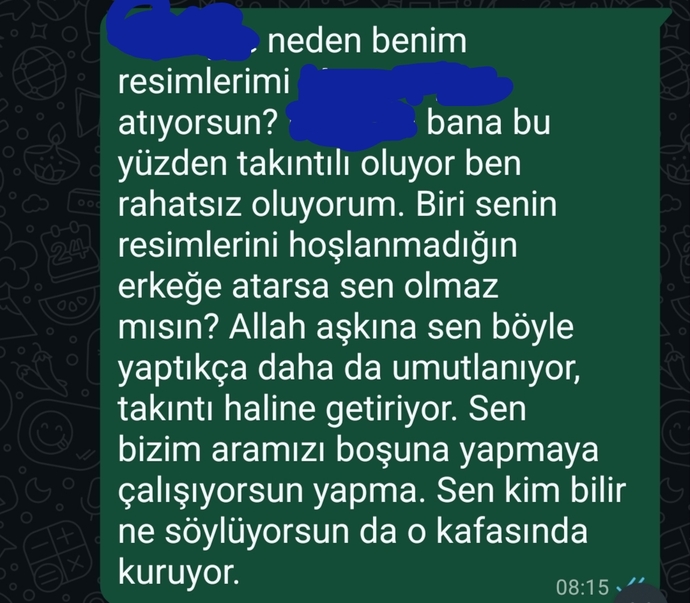 Biri izinsiz olarak sizin resminizi bir erkeğe atsa veya paylaşsa ne düşünürsünüz?
