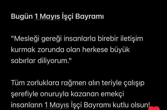 Naber İşçileeeer Bayramımız Kutlu Olsun çalışıyor musunuz bugünde?