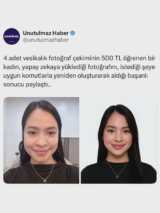 Sizce 500 TL’lik vesikalık yerine yapay zekayla fotoğraf oluşturmak daha mantıklı değil mi?