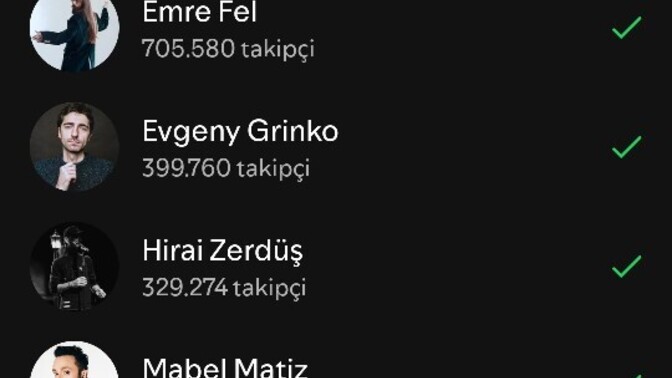 Spotify'da takip ettiğiniz sanatçılar ve asla geçmeyen favori şarkınız hangisi?
