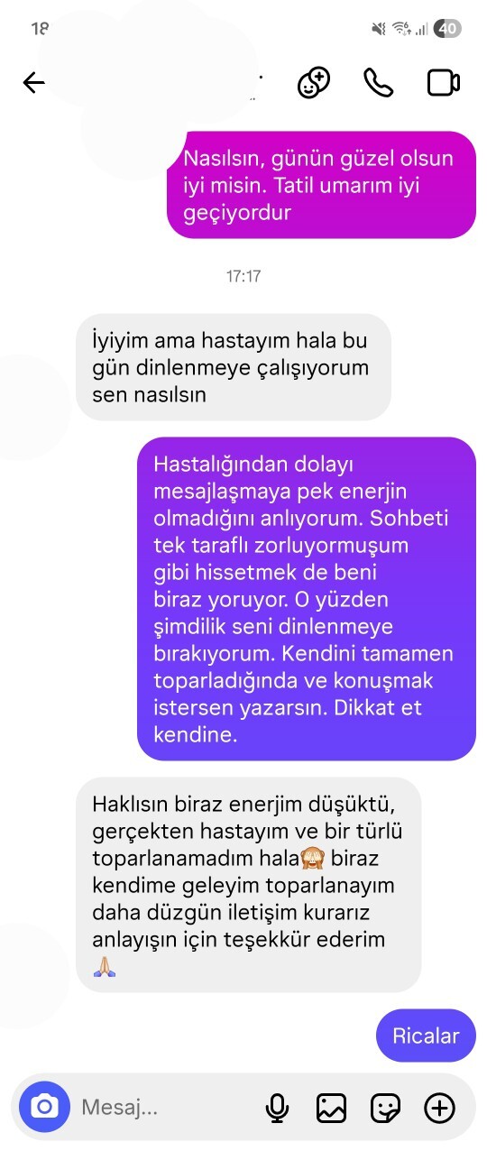 Kız benimle konuşmak istemiyor sanırım ekran görüntüsü eklendi?