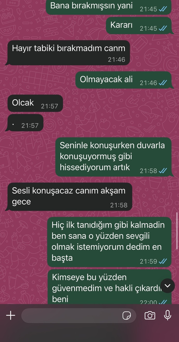 Benimle konuşmak istemiyor mu ben mi zorlamışım?