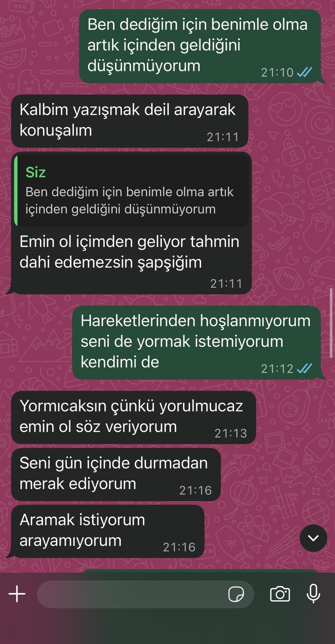 Benimle konuşmak istemiyor mu ben mi zorlamışım?